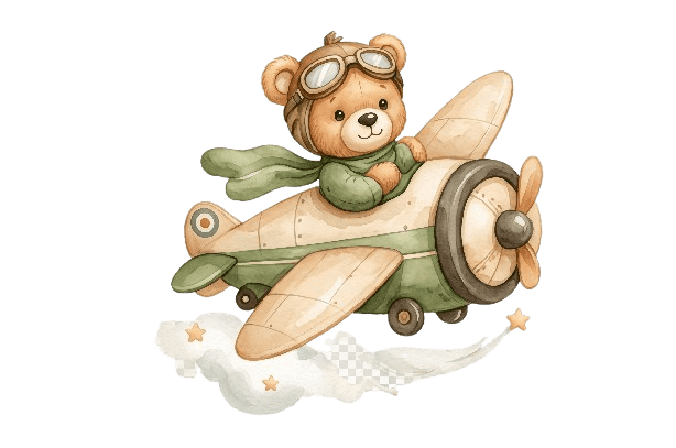 Ursinho pilotando um aviãozinho